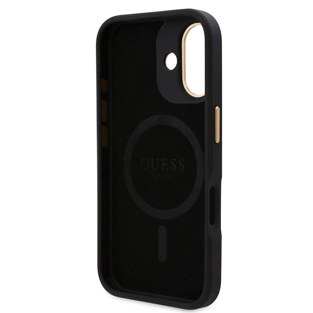 Guess iPhone 16 Orjinal Lisanslı Magsafe Şarj Özellikli PU 4G Desenli Metal Plaka Klasik Logolu Telefon Kılıfı - 23