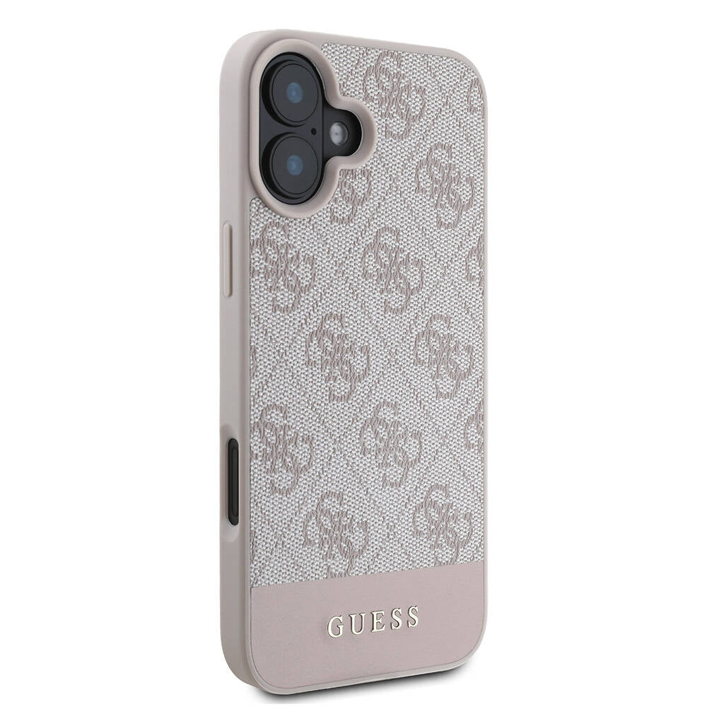 Guess iPhone 16 Orjinal Lisanslı Magsafe Şarj Özellikli PU Deri Şerit Logo Dizaynlı Telefon Kılıfı - 4