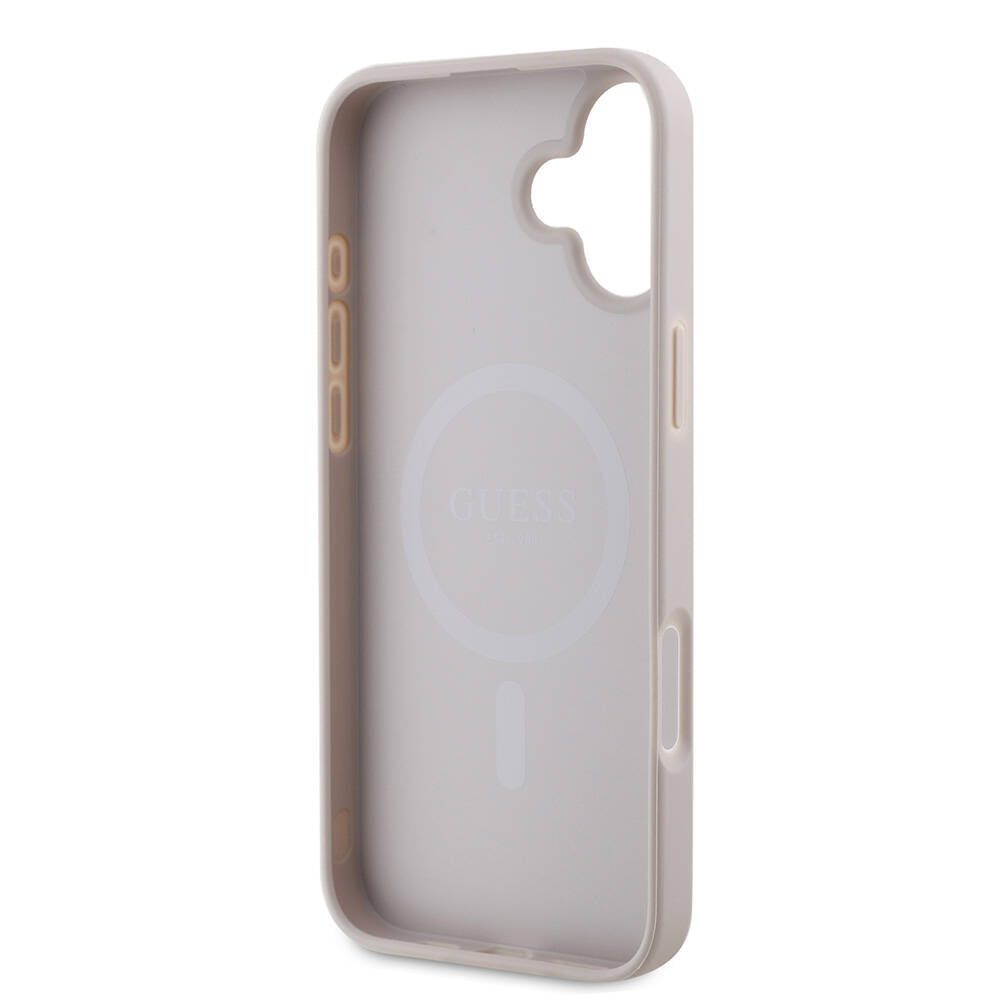 Guess iPhone 16 Orjinal Lisanslı Magsafe Şarj Özellikli PU Deri Şerit Logo Dizaynlı Telefon Kılıfı - 7