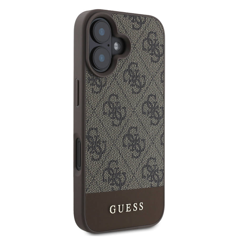 Guess iPhone 16 Orjinal Lisanslı Magsafe Şarj Özellikli PU Deri Şerit Logo Dizaynlı Telefon Kılıfı - 11