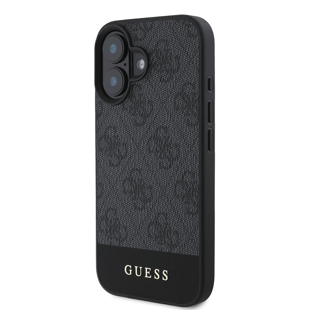 Guess iPhone 16 Orjinal Lisanslı Magsafe Şarj Özellikli PU Deri Şerit Logo Dizaynlı Telefon Kılıfı - 15