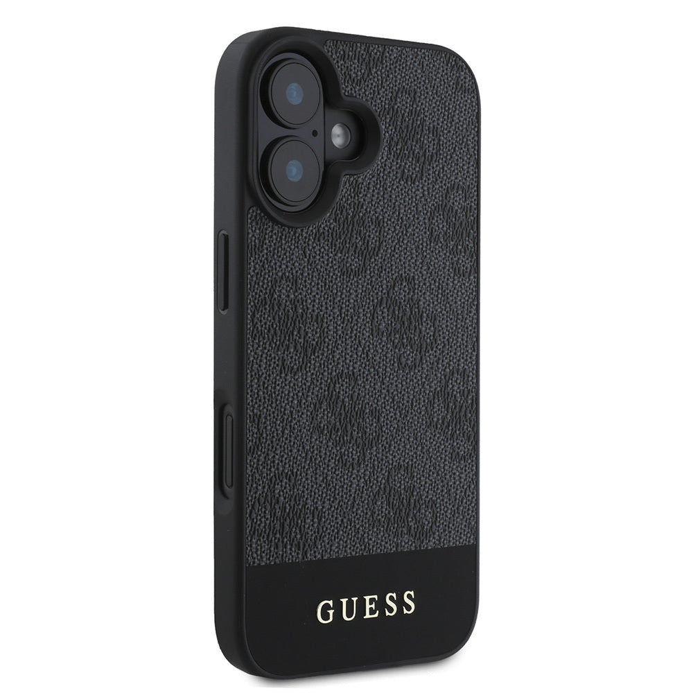 Guess iPhone 16 Orjinal Lisanslı Magsafe Şarj Özellikli PU Deri Şerit Logo Dizaynlı Telefon Kılıfı - 17