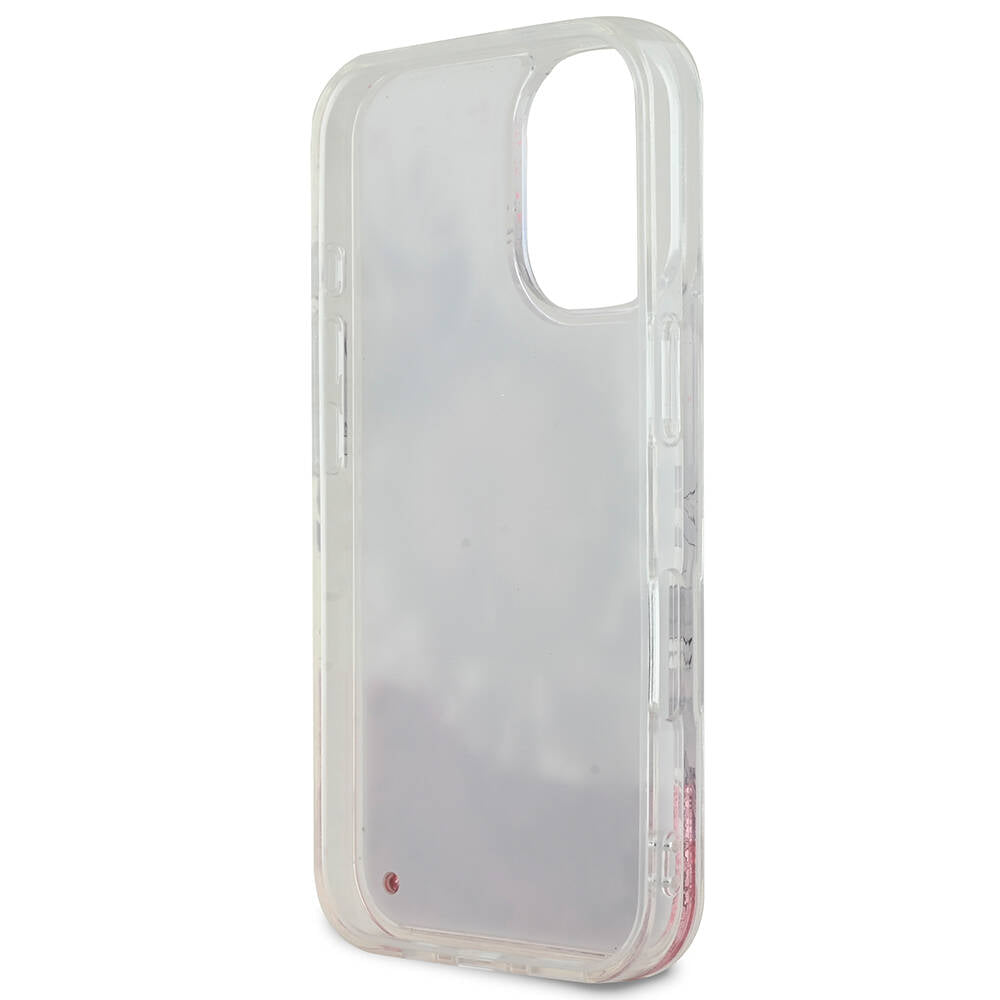 Guess iPhone 16 Orjinal Lisanslı Magsafe Şarj Özellikli Sıvılı Simli Çiçek Desenli Telefon Kılıfı - 6