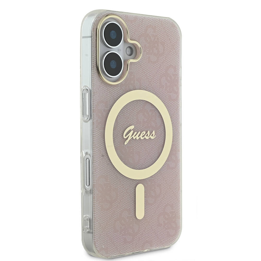 Guess iPhone 16 Orjinal Lisanslı Magsafe Şarj Özellikli Yazı Logolu 4G Desenli Telefon Kılıfı - 4