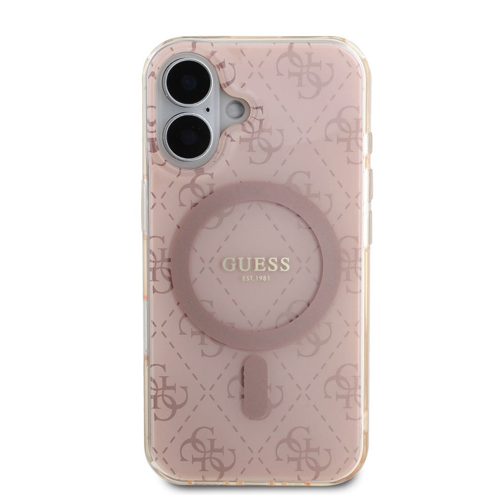 Guess iPhone 16 Orjinal Lisanslı Magsafe Şarj Özellikli IML Baskılı Klasik Logolu 4G Desenli Telefon Kılıfı-10