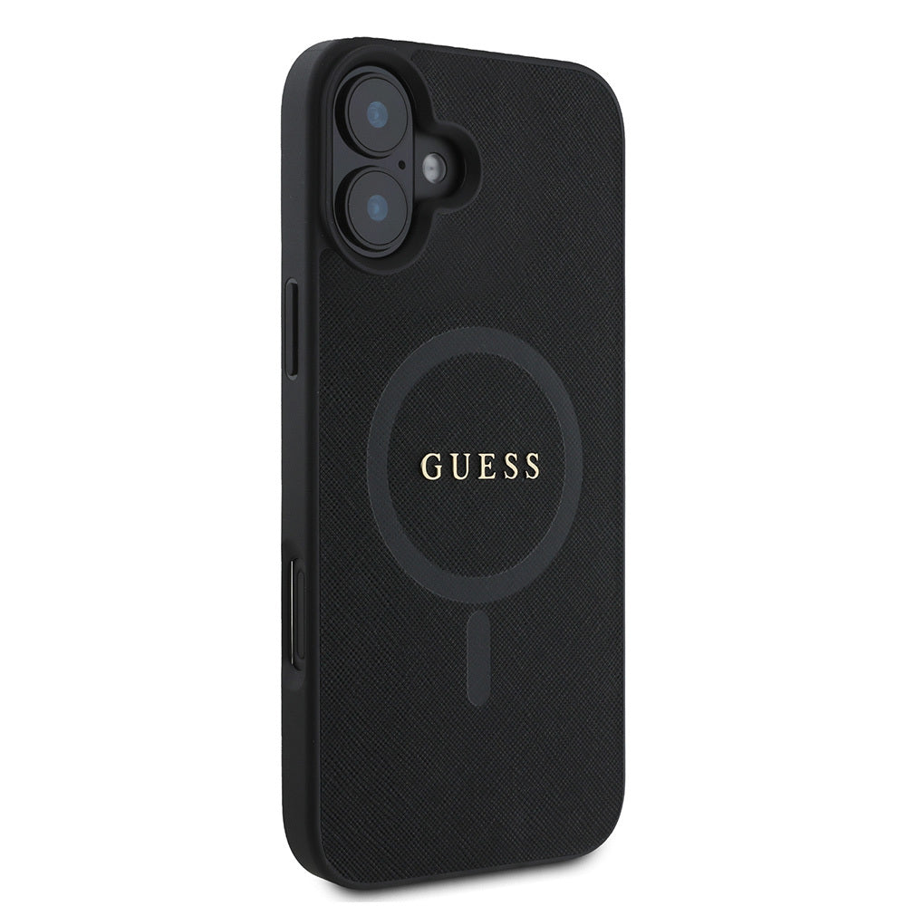 Guess iPhone 16 Orjinal Lisanslı Magsafe Şarj Özellikli Yazı Logolu Saffiano Classic Telefon Kılıfı-4