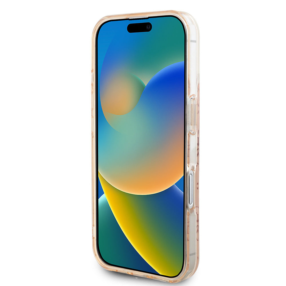 Guess iPhone 16 Orjinal Lisanslı Magsafe Şarj Özellikli IML Baskılı Klasik Logolu 4G Desenli Telefon Kılıfı-12