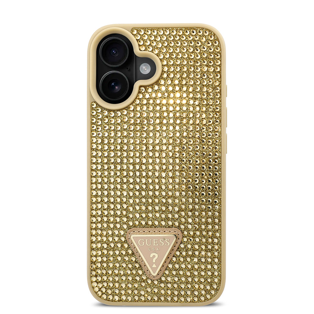 Guess iPhone 16 Orjinal Lisanslı Taşlı Arka Yüzey Üçgen Logolu Telefon Kılıfı-27