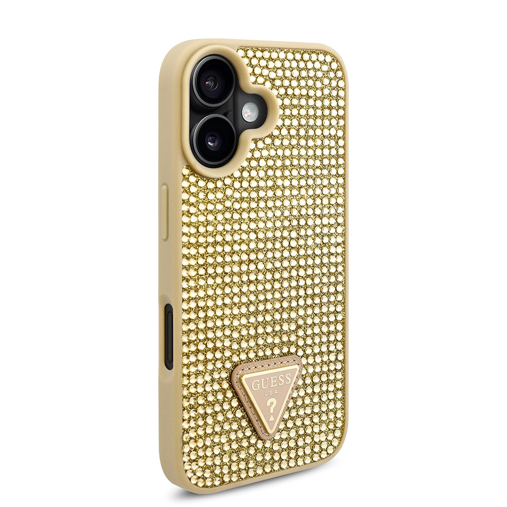 Guess iPhone 16 Orjinal Lisanslı Taşlı Arka Yüzey Üçgen Logolu Telefon Kılıfı-28