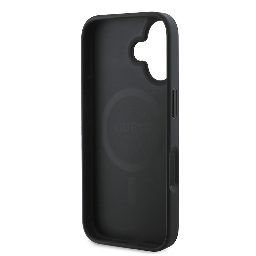 Guess iPhone 16 Orjinal Lisanslı Magsafe Şarj Özellikli PU Üçgen Logo 4G Desenli Telefon Kılıfı-21