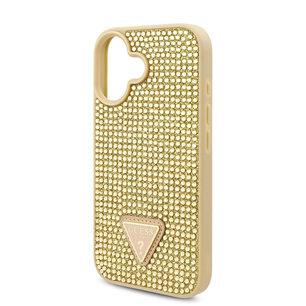 Guess iPhone 16 Orjinal Lisanslı Taşlı Arka Yüzey Üçgen Logolu Telefon Kılıfı-30