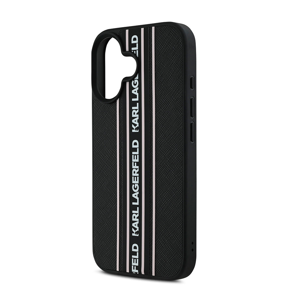 Karl Lagerfeld iPhone 16 Orjinal Lisanslı Askılı Saffiano Athleisure Şerit Çizgili Telefon Kılıfı-4