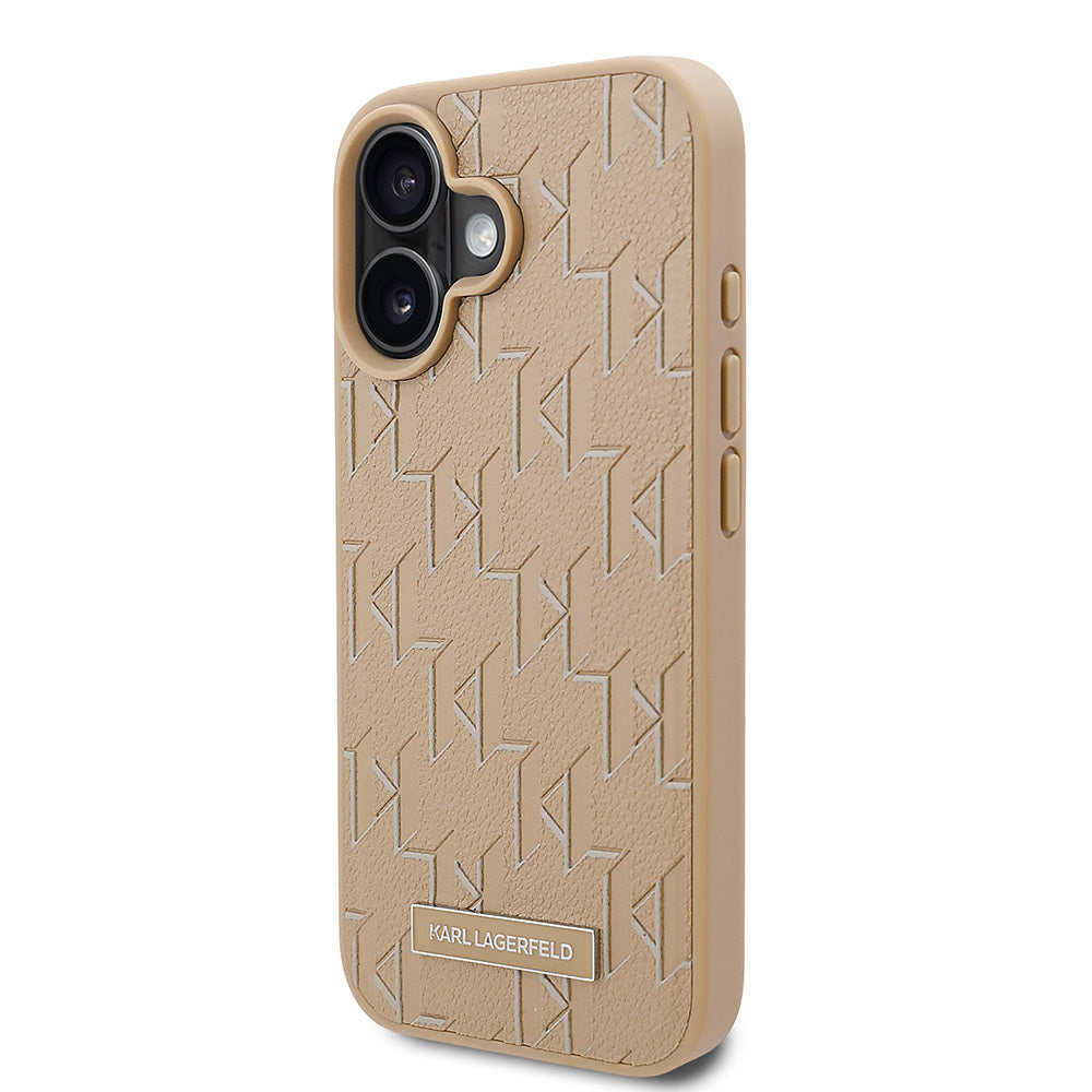 Karl Lagerfeld iPhone 16 Orjinal Lisanslı Magsafe Şarj Özellikli KL Yazılı Hot Stamp Telefon Kılıfı-4