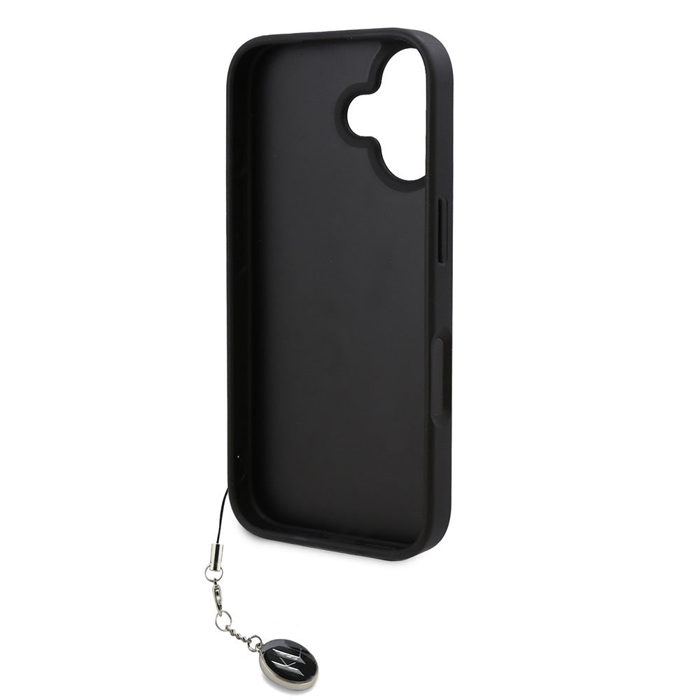 Karl Lagerfeld iPhone 16 Orjinal Lisanslı Anahtarlıklı Taşlı KL Yazılı Saffiano Rhinestones Telefon Kılıfı-7