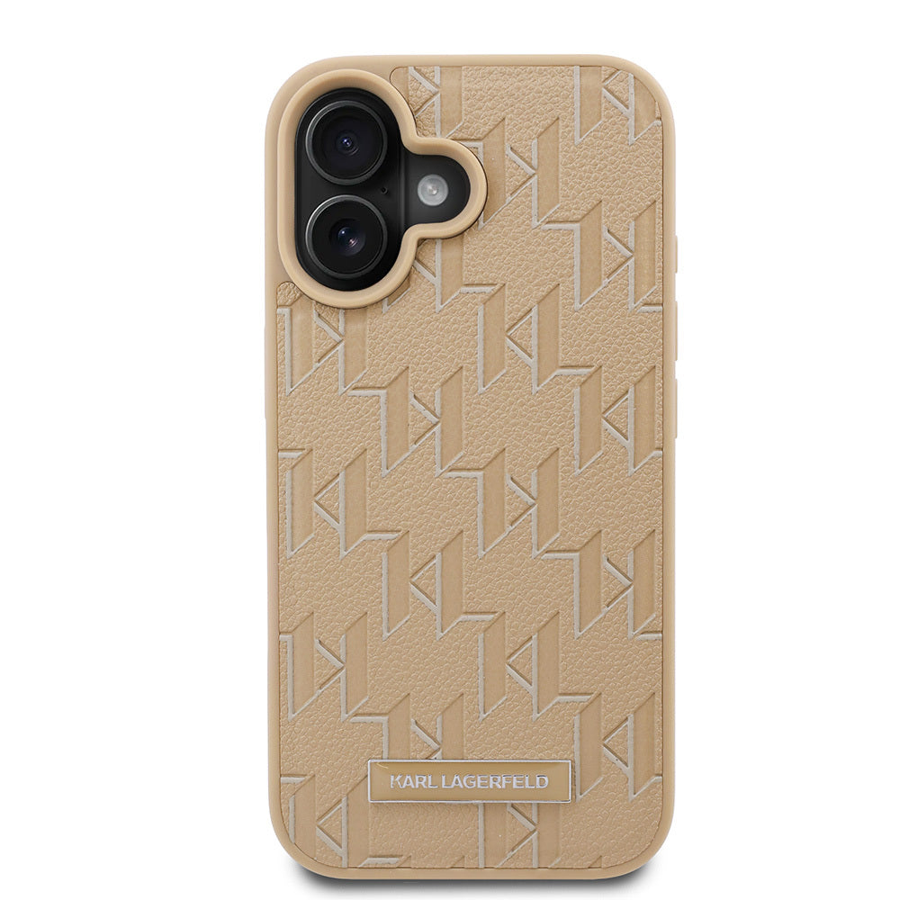 Karl Lagerfeld iPhone 16 Orjinal Lisanslı Magsafe Şarj Özellikli KL Yazılı Hot Stamp Telefon Kılıfı-5