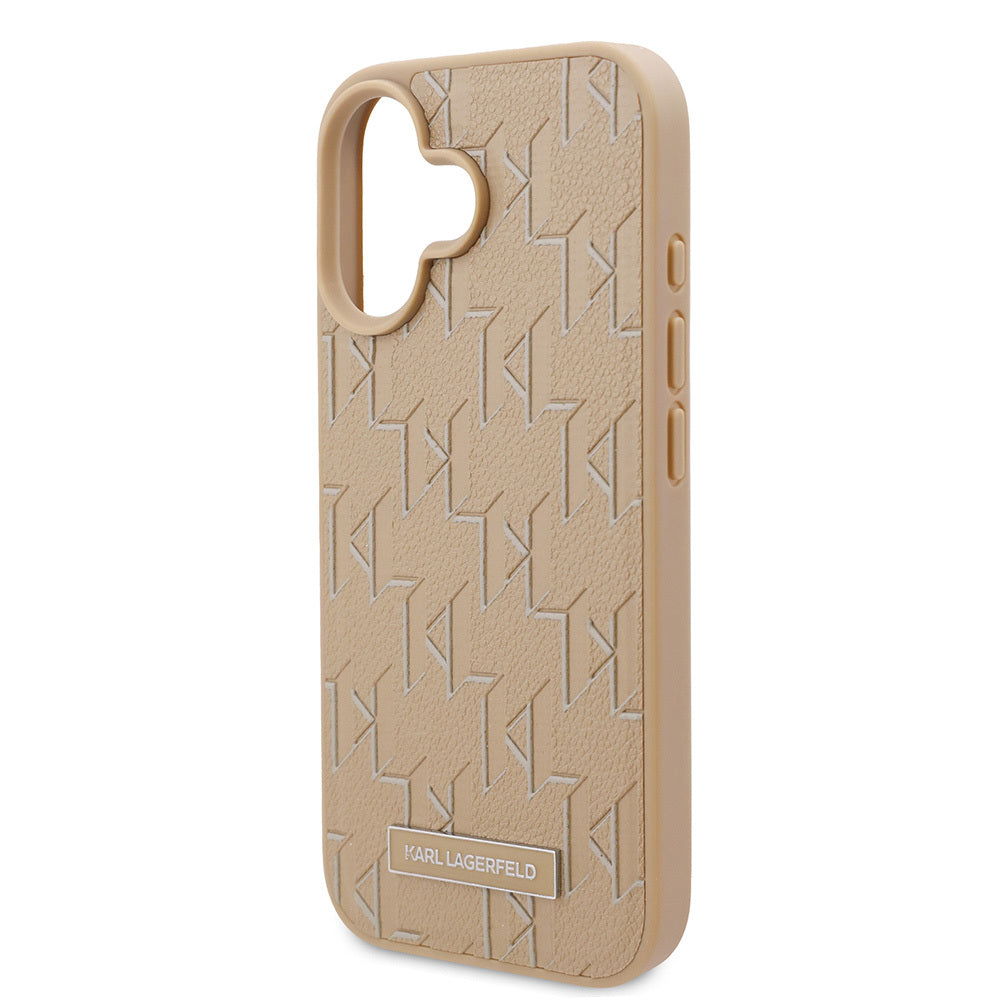 Karl Lagerfeld iPhone 16 Orjinal Lisanslı Magsafe Şarj Özellikli KL Yazılı Hot Stamp Telefon Kılıfı-7