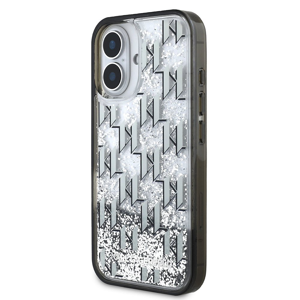 Karl Lagerfeld iPhone 16 Orjinal Lisanslı Simli KL Yazılı Monogram Gradient Telefon Kılıfı-2