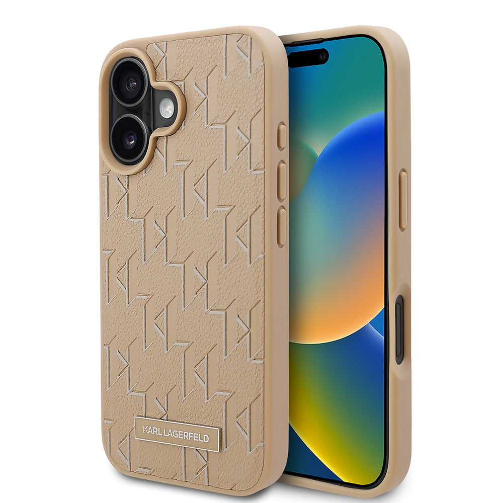 Karl Lagerfeld iPhone 16 Orjinal Lisanslı Magsafe Şarj Özellikli KL Yazılı Hot Stamp Telefon Kılıfı-3
