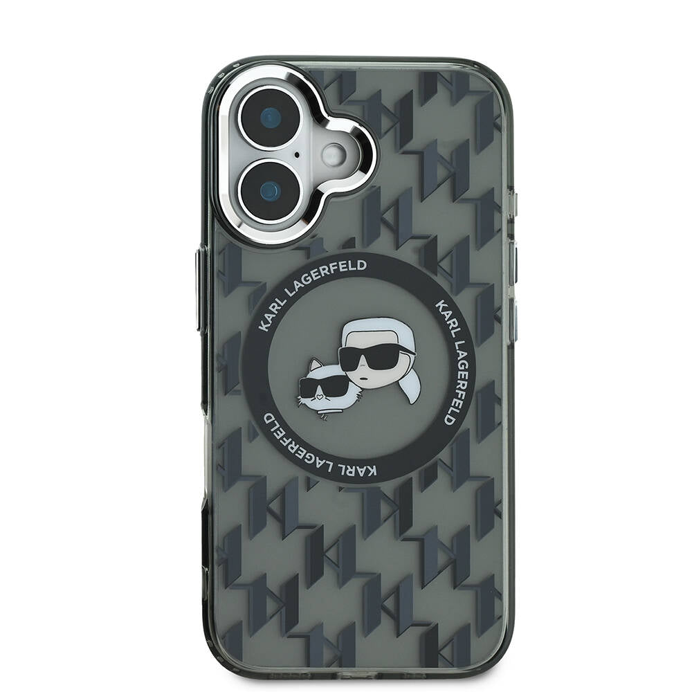Karl Lagerfeld iPhone 16 Orjinal Lisanslı Magsafe Şarj Özellikli IML Baskılı Metal Monogram KC Heads Telefon Kılıfı - 3