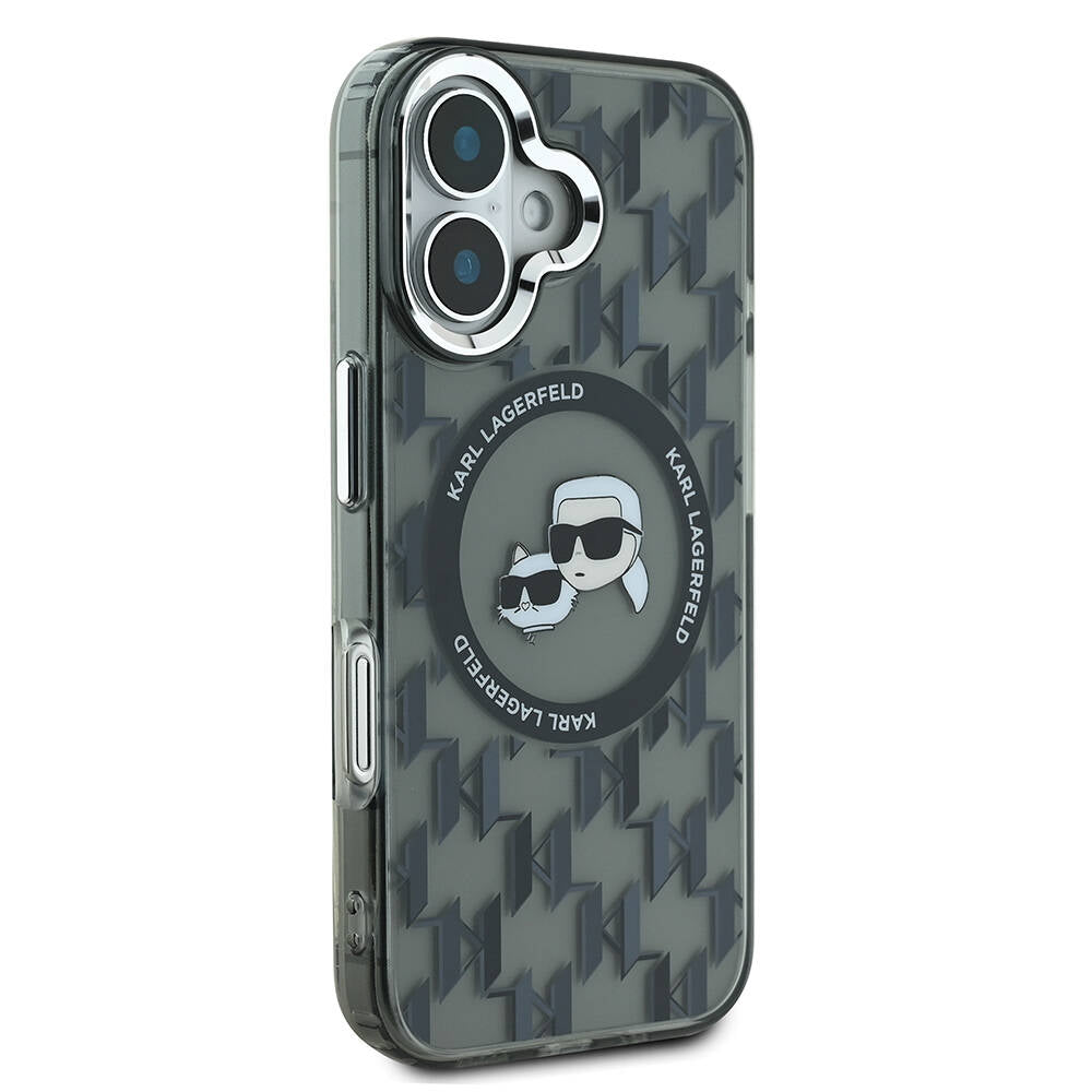 Karl Lagerfeld iPhone 16 Orjinal Lisanslı Magsafe Şarj Özellikli IML Baskılı Metal Monogram KC Heads Telefon Kılıfı - 4