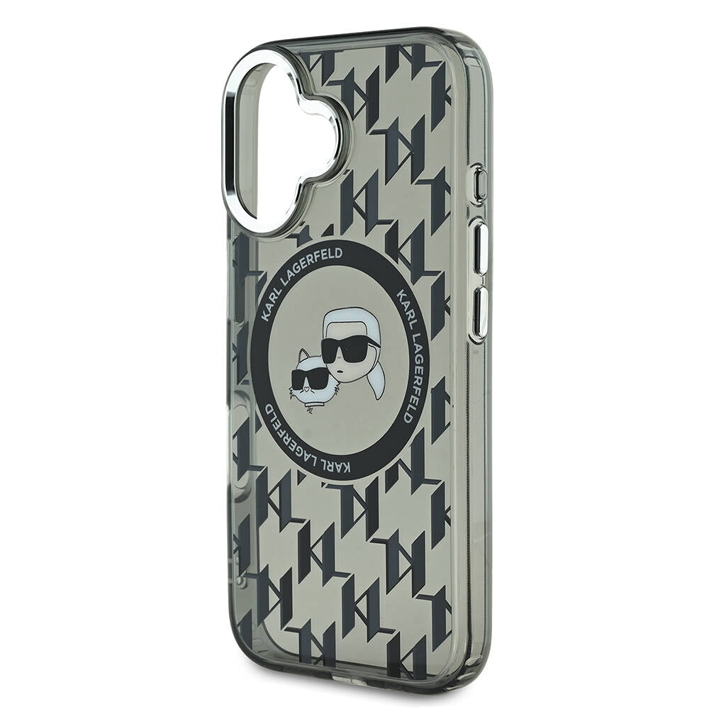 Karl Lagerfeld iPhone 16 Orjinal Lisanslı Magsafe Şarj Özellikli IML Baskılı Metal Monogram KC Heads Telefon Kılıfı - 6