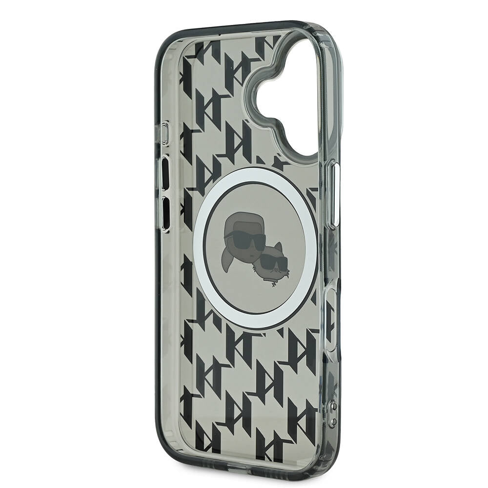 Karl Lagerfeld iPhone 16 Orjinal Lisanslı Magsafe Şarj Özellikli IML Baskılı Metal Monogram KC Heads Telefon Kılıfı - 7