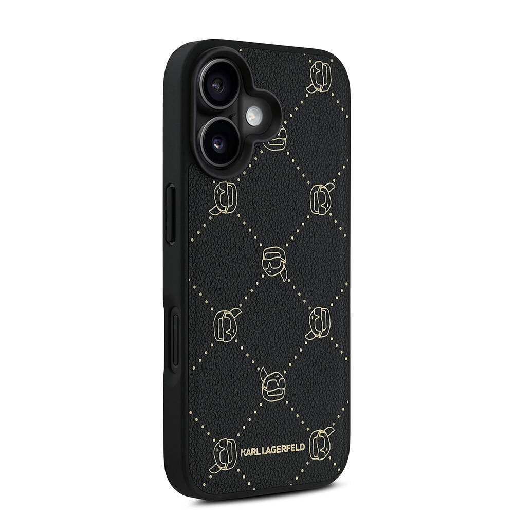 Karl Lagerfeld iPhone 16 Orjinal Lisanslı Magsafe Şarj Özellikli PU Deri Karl Heads Desenli Klasik Logolu Telefon Kılıfı - 4