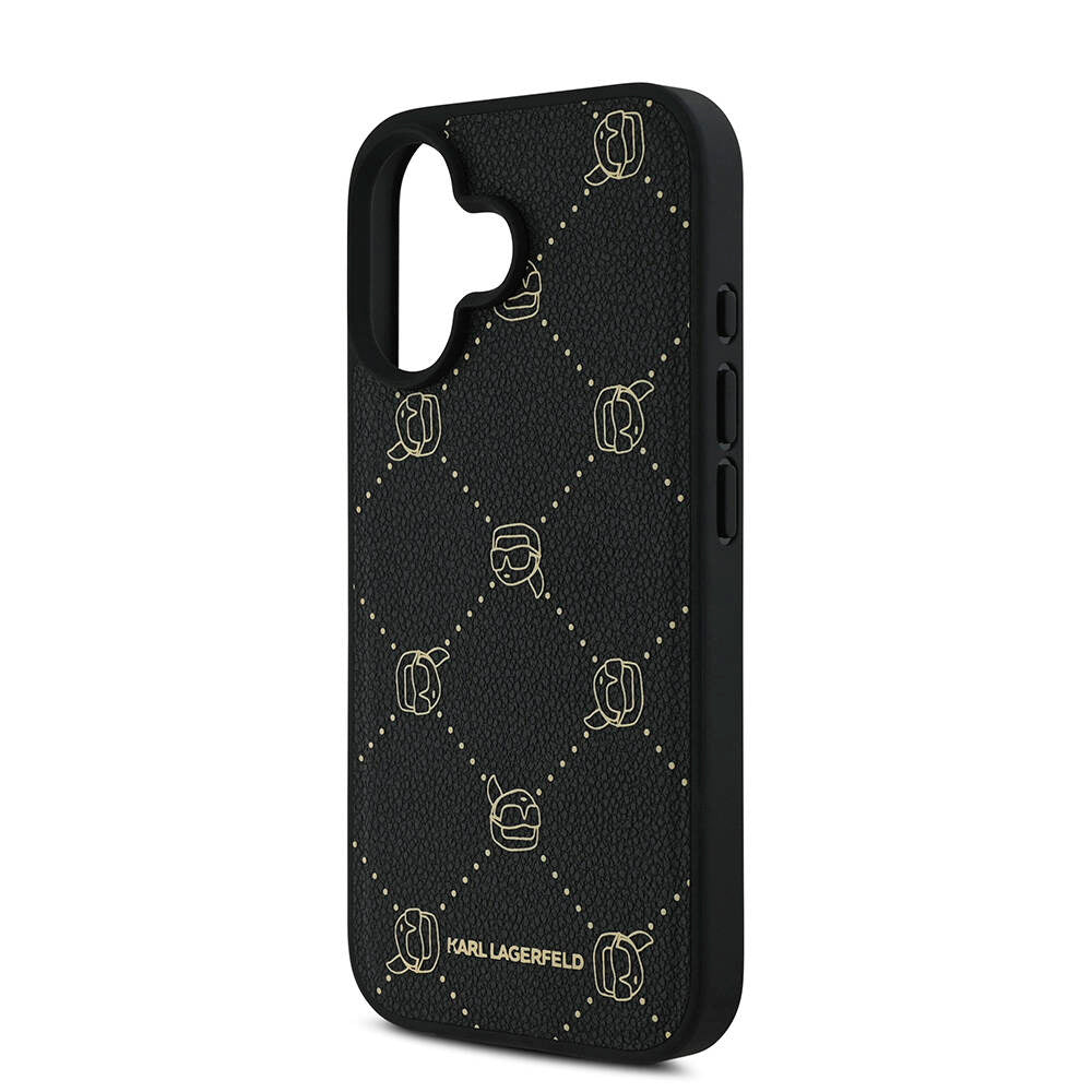 Karl Lagerfeld iPhone 16 Orjinal Lisanslı Magsafe Şarj Özellikli PU Deri Karl Heads Desenli Klasik Logolu Telefon Kılıfı - 6