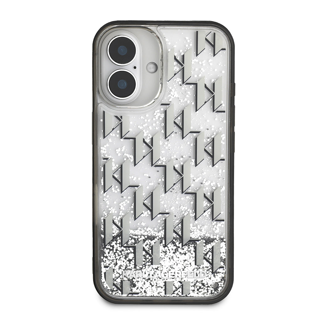 Karl Lagerfeld iPhone 16 Orjinal Lisanslı Simli KL Yazılı Monogram Gradient Telefon Kılıfı-3