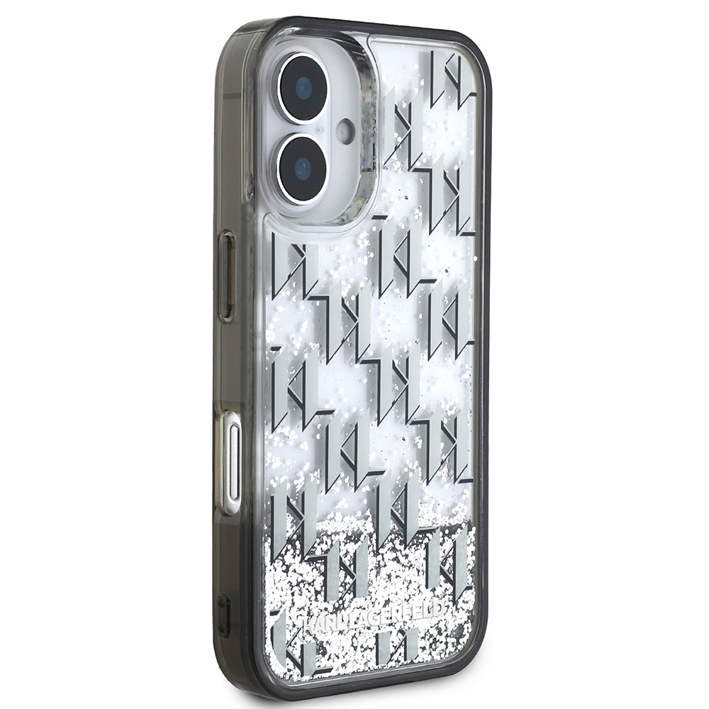 Karl Lagerfeld iPhone 16 Orjinal Lisanslı Simli KL Yazılı Monogram Gradient Telefon Kılıfı-4