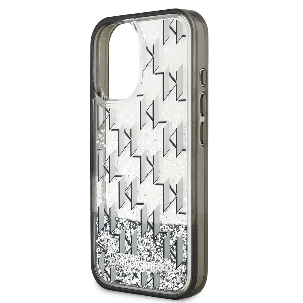 Karl Lagerfeld iPhone 16 Orjinal Lisanslı Simli KL Yazılı Monogram Gradient Telefon Kılıfı-6