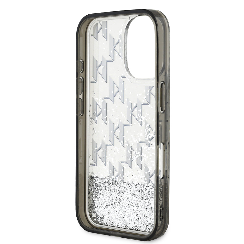 Karl Lagerfeld iPhone 16 Orjinal Lisanslı Simli KL Yazılı Monogram Gradient Telefon Kılıfı-7