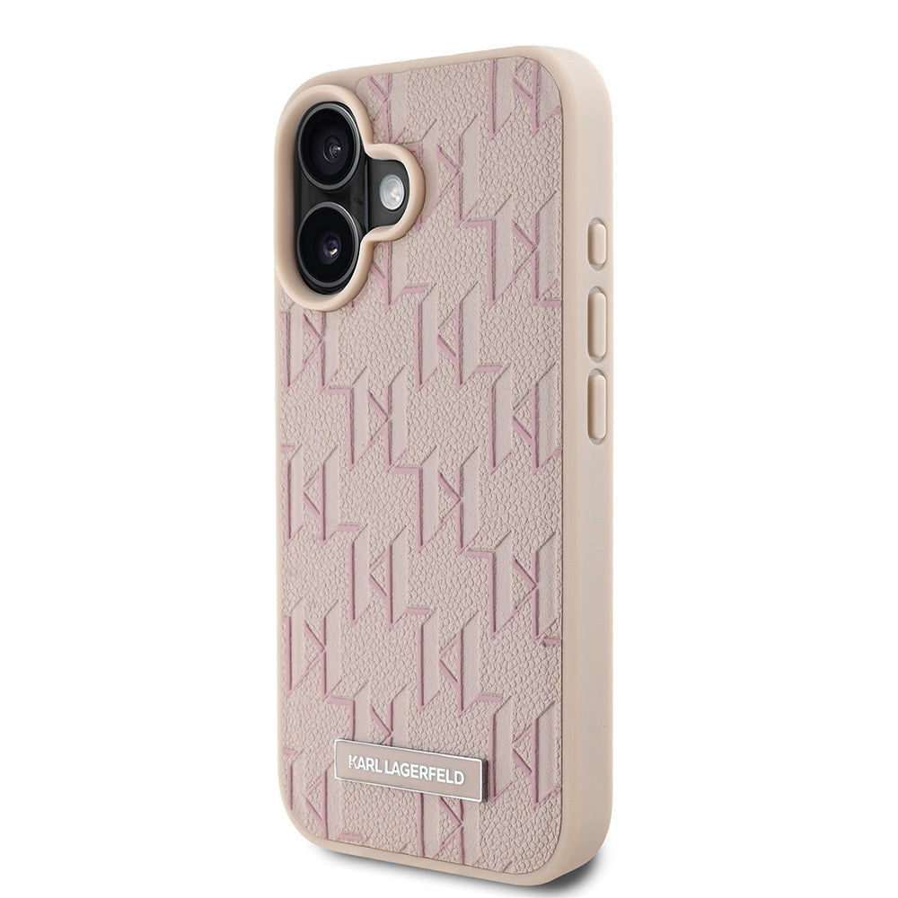 Karl Lagerfeld iPhone 16 Orjinal Lisanslı Magsafe Şarj Özellikli KL Yazılı Hot Stamp Telefon Kılıfı-16