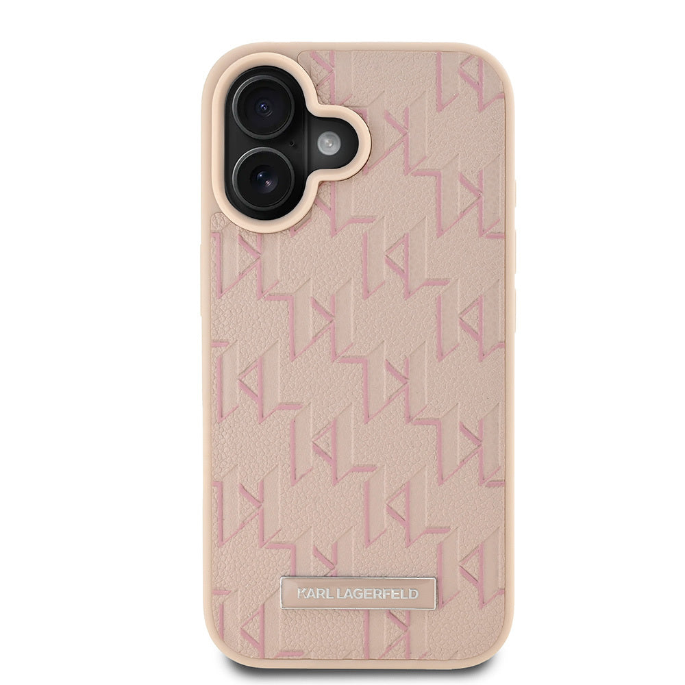 Karl Lagerfeld iPhone 16 Orjinal Lisanslı Magsafe Şarj Özellikli KL Yazılı Hot Stamp Telefon Kılıfı-17