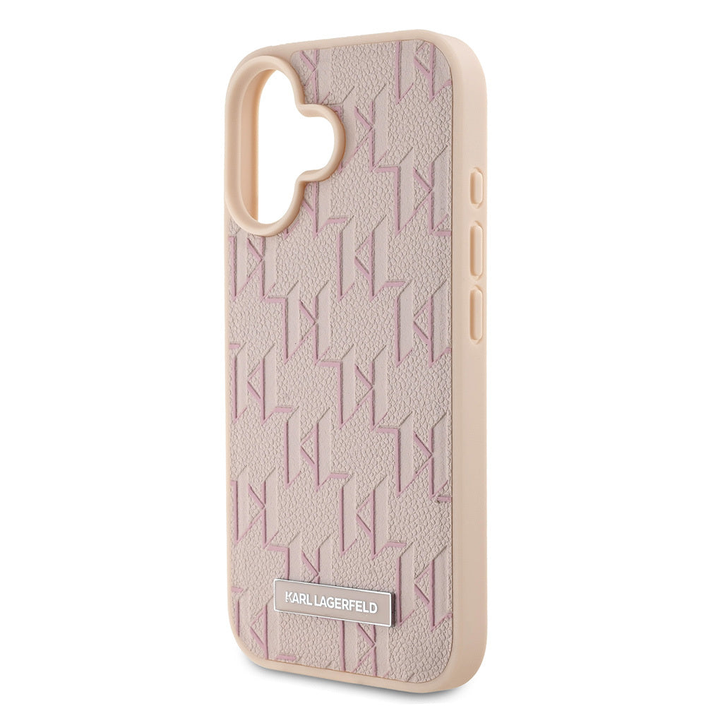 Karl Lagerfeld iPhone 16 Orjinal Lisanslı Magsafe Şarj Özellikli KL Yazılı Hot Stamp Telefon Kılıfı-20
