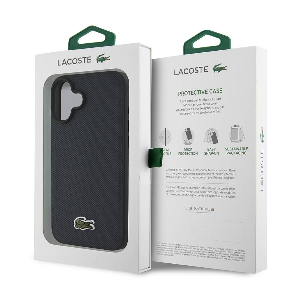 Lacoste iPhone 16 Orjinal Lisanslı PU Pike Desenli Arka Yüzey İkonik Timsah Dokuma Logolu Telefon Kılıfı - 12