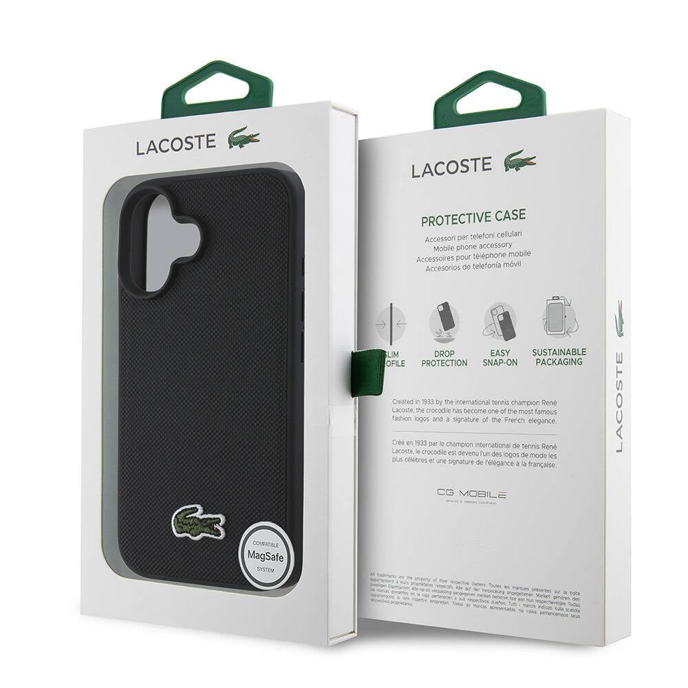 Lacoste iPhone 16 Orjinal Lisanslı PU Pike Desenli Arka Yüzey İkonik Timsah Dokuma Logolu Telefon Kılıfı - 13