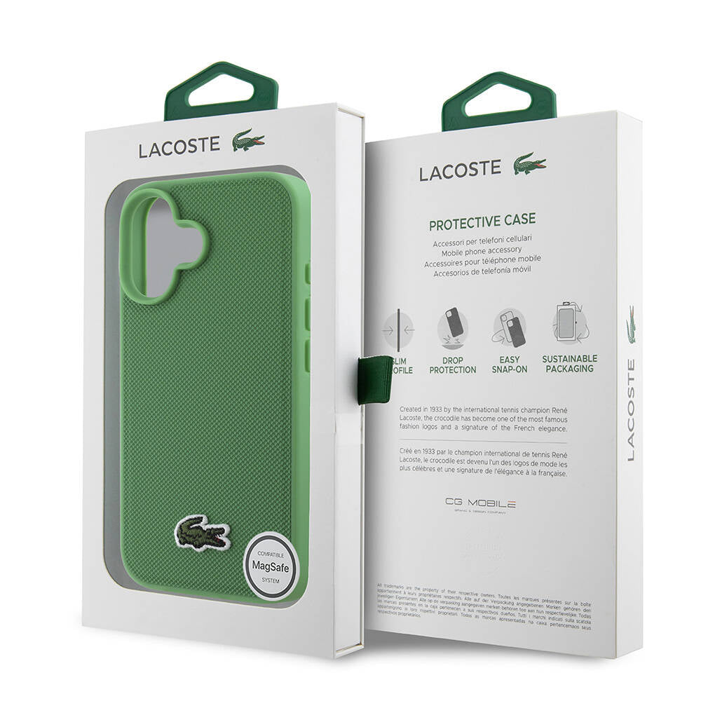 Lacoste iPhone 16 Orjinal Lisanslı PU Pike Desenli Arka Yüzey İkonik Timsah Dokuma Logolu Telefon Kılıfı - 5