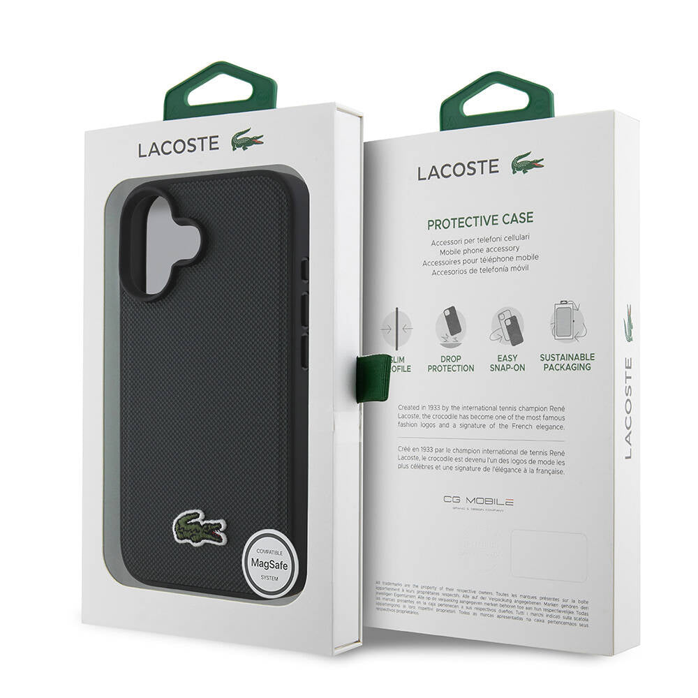 Lacoste iPhone 16 Orjinal Lisanslı PU Pike Desenli Arka Yüzey İkonik Timsah Dokuma Logolu Telefon Kılıfı - 31