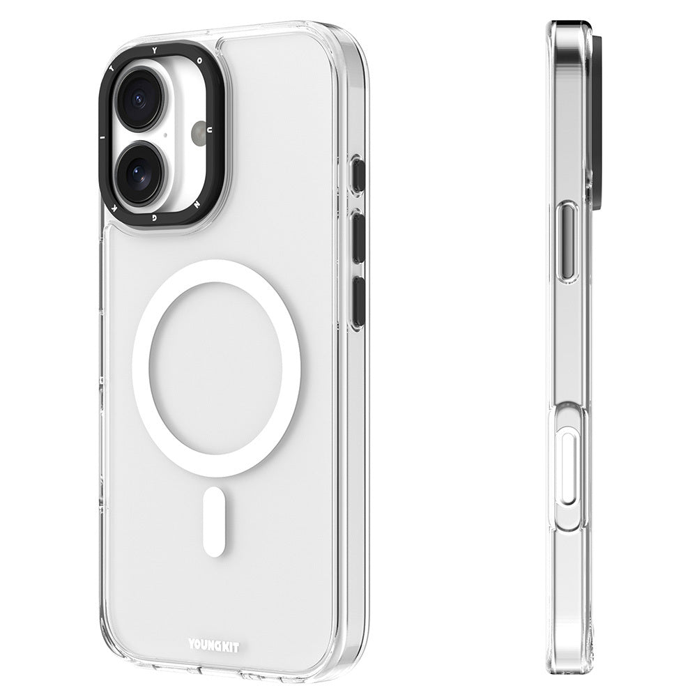 Youngkit Gemstone Serisi iPhone 16 Magsafe Şarj Özellikli Cam Arka Yüzey TPU Kılıf
