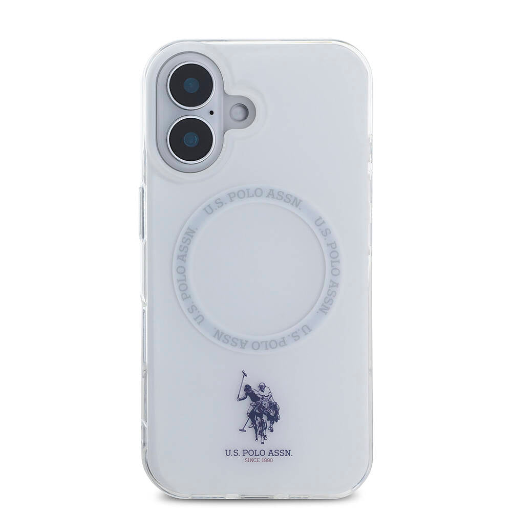 U.S. Polo Assn. iPhone 16 Orjinal Lisanslı M-safe Şarj Özellikli IML Double Horse Logolu Ring Kılıf