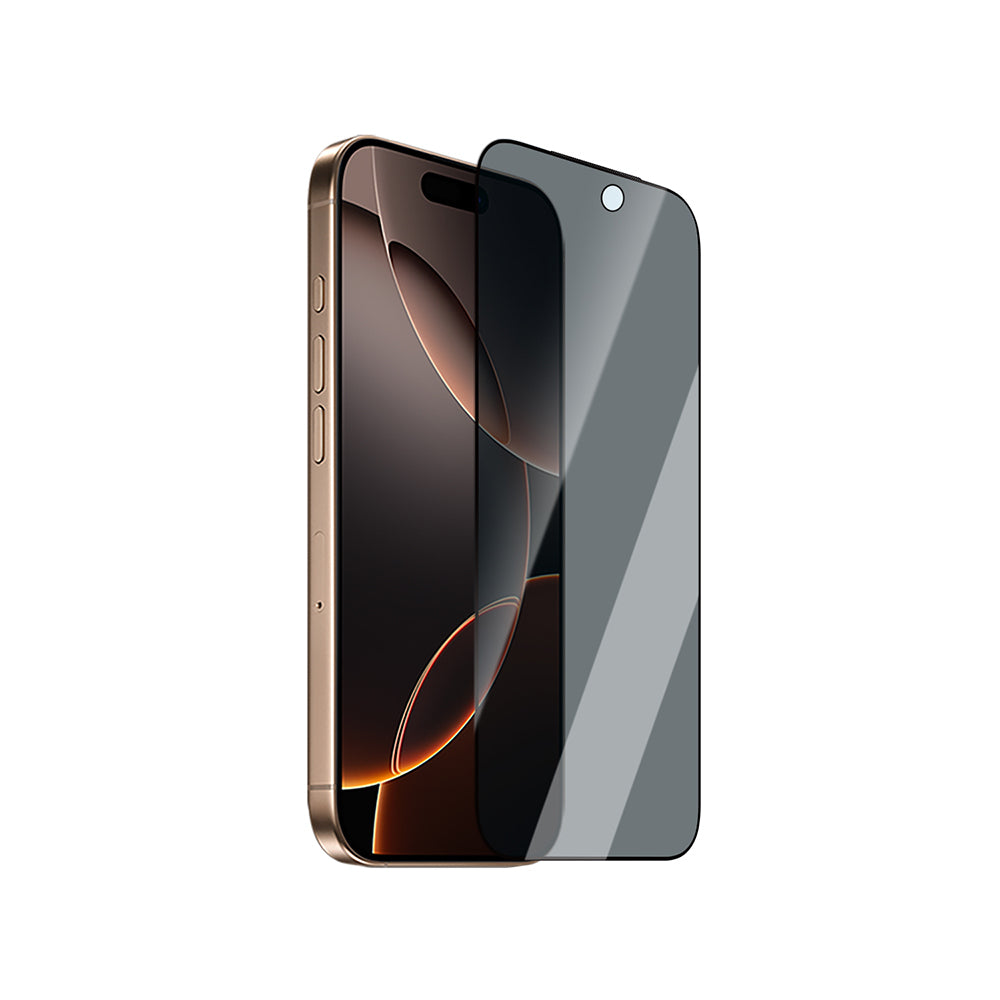 CaseWorld Applicator Serisi iPhone 16 Plus 2.5D Eyesafe Mavi Işık Teknolojili 0.33mm Privacy Temperli Cam Ekran Koruyucu + Uygulama Aparatı