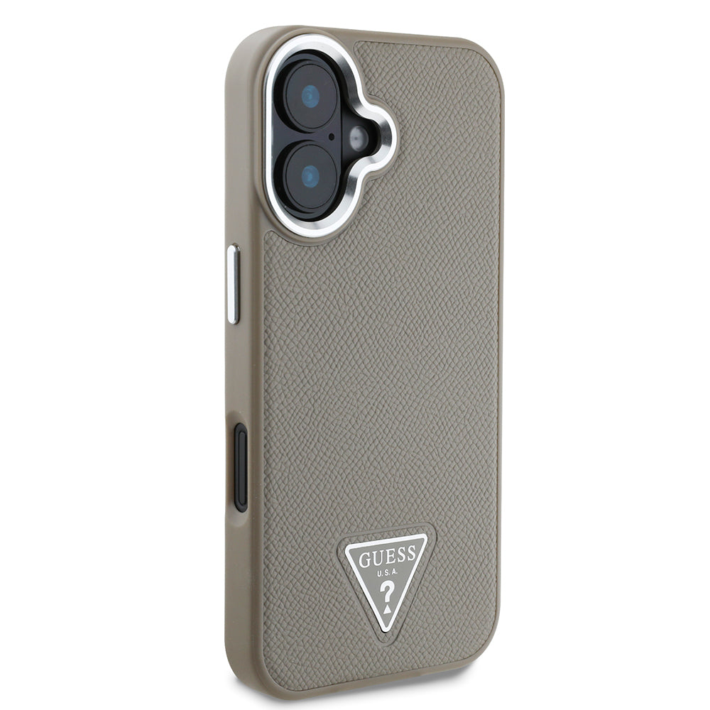 Guess iPhone 16 Plus Orjinal Lisanslı Magsafe Şarj Özellikli Grained Triangle Telefon Kılıfı-4