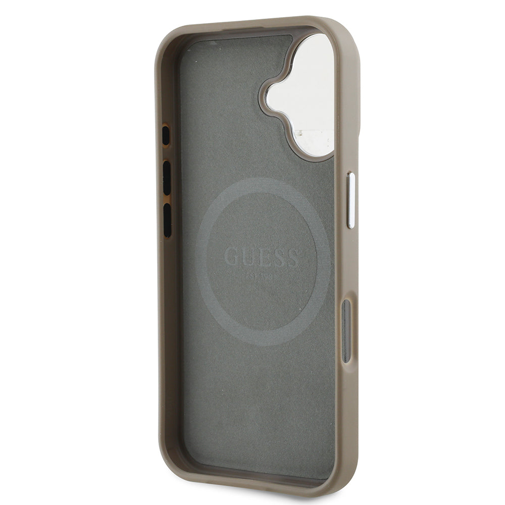 Guess iPhone 16 Plus Orjinal Lisanslı Magsafe Şarj Özellikli Grained Triangle Telefon Kılıfı-7