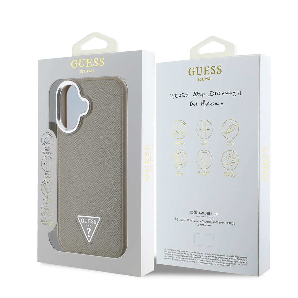 Guess iPhone 16 Plus Orjinal Lisanslı Magsafe Şarj Özellikli Grained Triangle Telefon Kılıfı-8