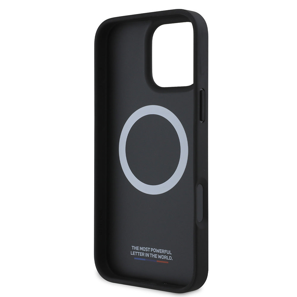 BMW iPhone 16 Plus Orjinal Lisanslı Magsafe Şarj Özellikli M Logolu Üç Çizgili Dikiş Detaylı Meshed Tricolor Stripes Telefon Kılıfı-7