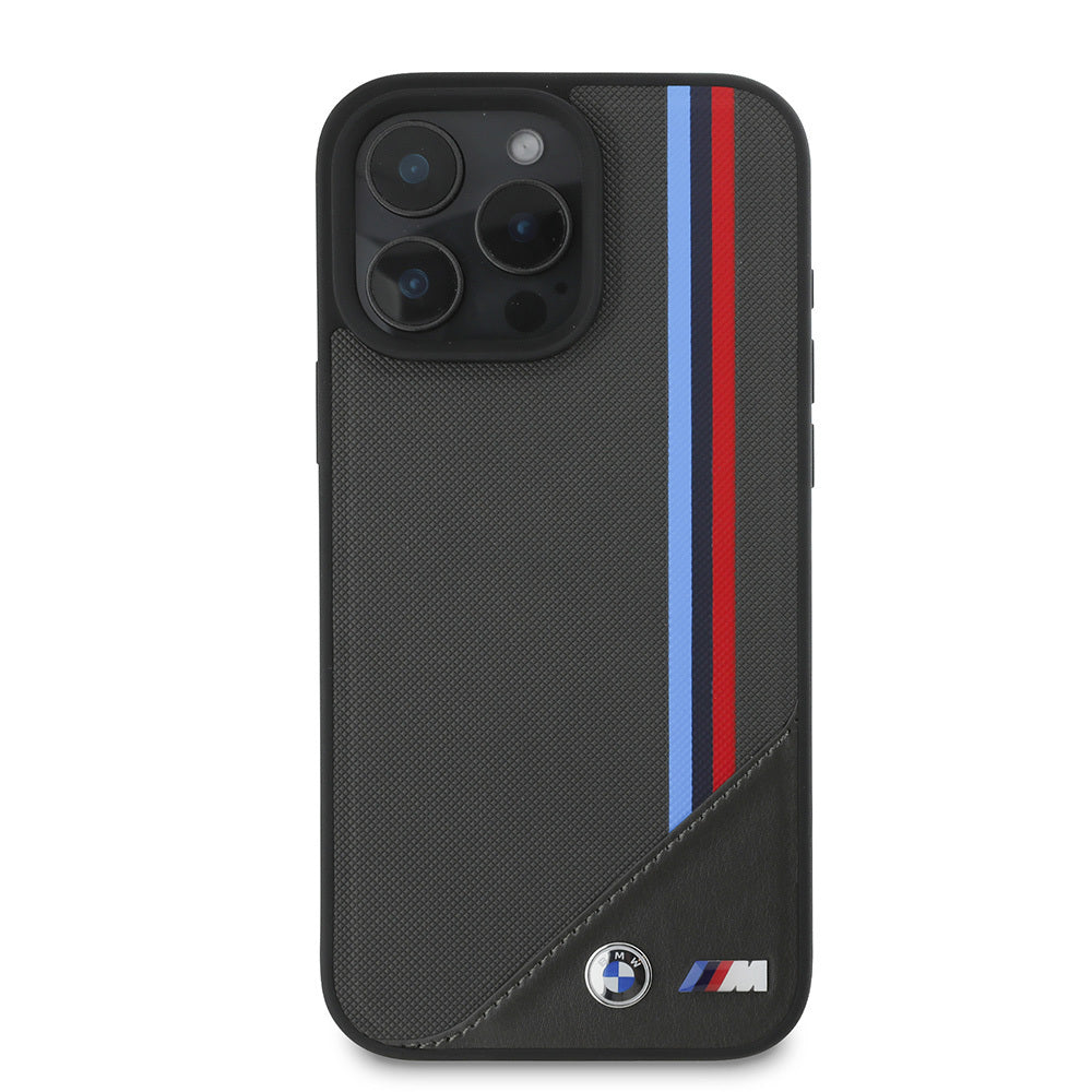 BMW iPhone 16 Plus Orjinal Lisanslı Magsafe Şarj Özellikli M Logolu Üç Çizgili Dikiş Detaylı Meshed Tricolor Stripes Telefon Kılıfı-3