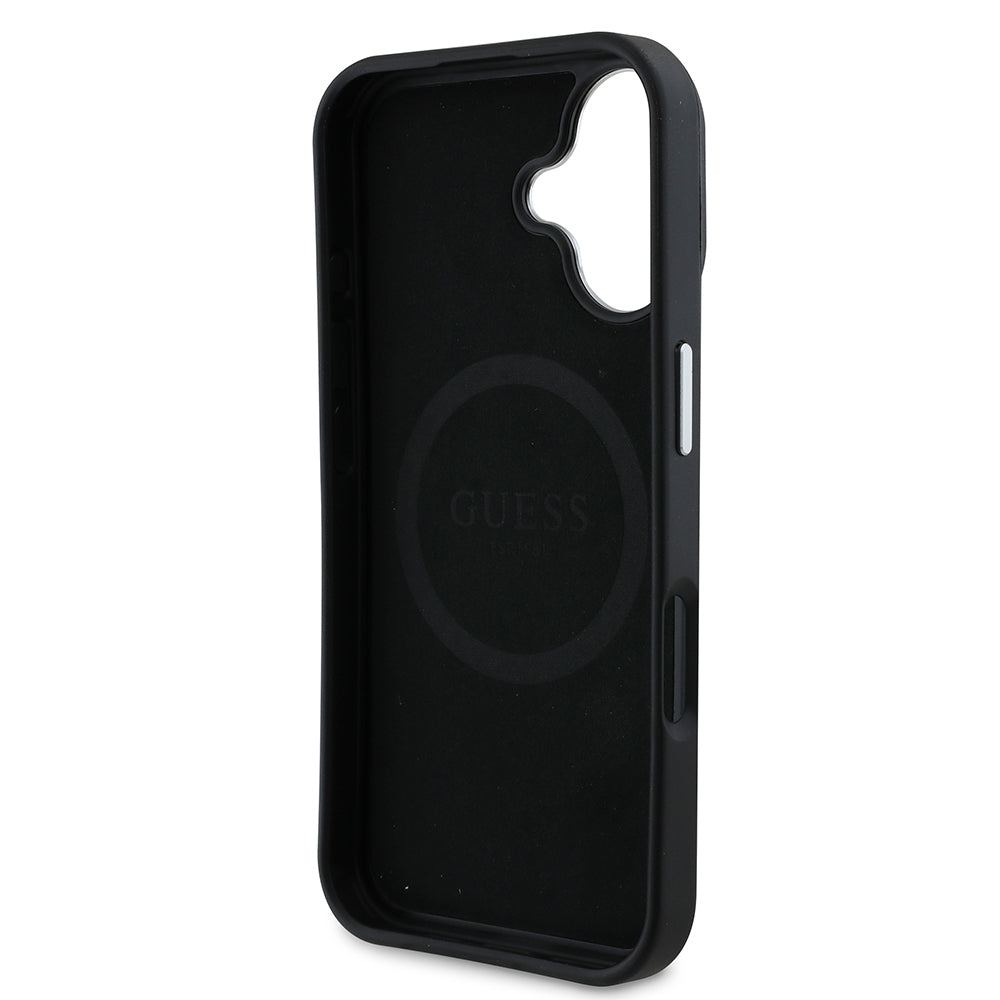 Guess iPhone 16 Plus Orjinal Lisanslı Magsafe Şarj Özellikli Grained Triangle Telefon Kılıfı-15