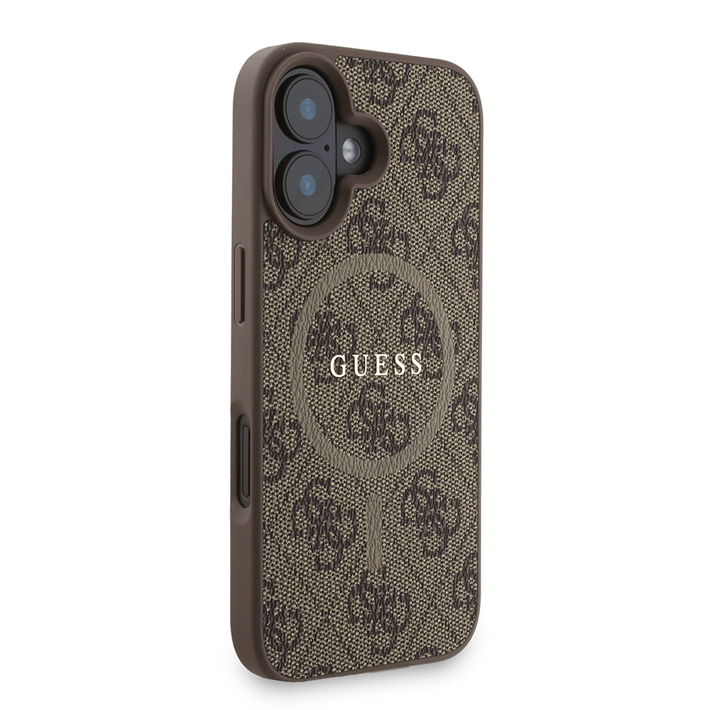 Guess iPhone 16 Plus Orjinal Lisanslı Magsafe PU Deri Bilek Askı İpli Yazı Logolu Telefon Kılıfı