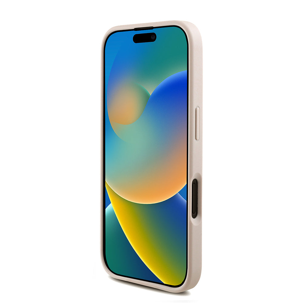Guess iPhone 16 Plus Orjinal Lisanslı Magsafe PU Deri Bilek Askı İpli Yazı Logolu Telefon Kılıfı